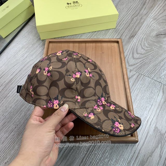 Coach男女同款帽子 蔻馳經典小碎花印花棒球帽鴨舌帽  mm1758